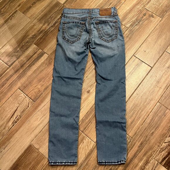 True Religion Womens vintage Geno Relaxed Slim Jeans Embroidered Size 30 - Picture 1 of 11